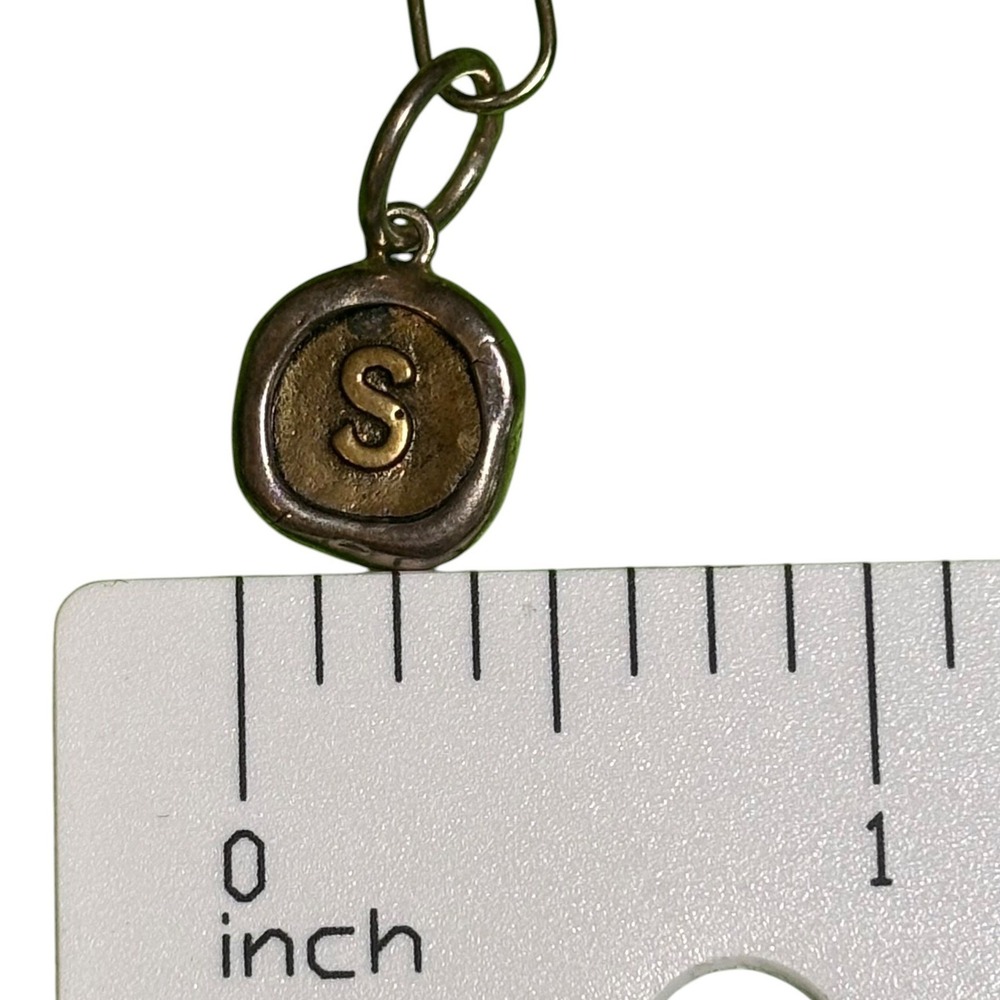 Waxing Poetic Camp Charm Initial S Pendant Sterling Silver Brass Mixed Metal 925